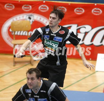 Badminton Bundesliga. ASKOE Kelag Kaernten gegen Dornbirn. Vladimir Metodiev, Peter Kreulitsch. Klagenfurt, am 12.10.2008.
Foto: Kuess

---
pressefotos, pressefotografie, kuess, qs, qspictures, sport, bild, bilder, bilddatenbank