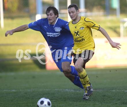 Fussball Unterliga West. Magdalener SC gegen SV Sachsenburg. Christoph Stattmann (Magdalen), David Glanzer (Sachsenburg). Magdalen, am 12.10.2008.
Foto: Kuess  
---
pressefotos, pressefotografie, kuess, qs, qspictures, sport, bild, bilder, bilddatenbank