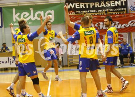 Volleyball. MEVZA. Aich/Dob gegen Kaposvar. Jubel (Aich). Prevalje, 11.10.2008.
Foto: Kuess

---
pressefotos, pressefotografie, kuess, qs, qspictures, sport, bild, bilder, bilddatenbank
