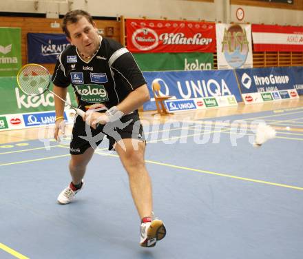 Badminton Bundesliga. ASKOE Kelag Kaernten gegen Dornbirn. Peter Kreulitsch (Kaernten). Klagenfurt, am 12.10.2008.
Foto: Kuess

---
pressefotos, pressefotografie, kuess, qs, qspictures, sport, bild, bilder, bilddatenbank