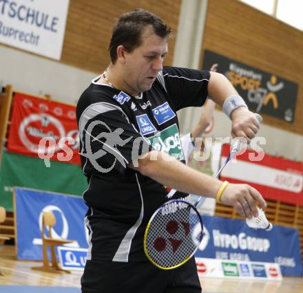 Badminton Bundesliga. ASKOE Kelag Kaernten gegen Dornbirn. Peter Kreulitsch (Kaernten). Klagenfurt, am 12.10.2008.
Foto: Kuess

---
pressefotos, pressefotografie, kuess, qs, qspictures, sport, bild, bilder, bilddatenbank