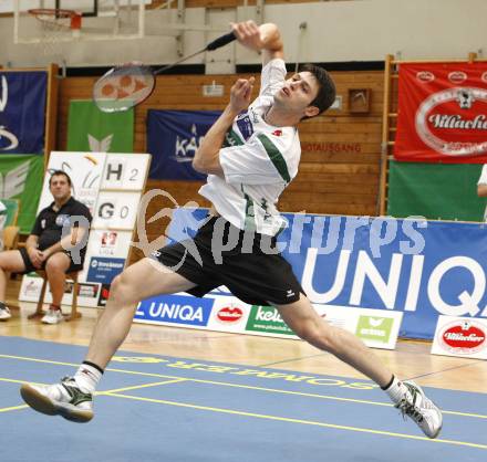 Badminton Bundesliga. ASKOE Kelag Kaernten gegen Dornbirn. Stiliyan Makarski (Kaernten). Klagenfurt, am 12.10.2008.
Foto: Kuess

---
pressefotos, pressefotografie, kuess, qs, qspictures, sport, bild, bilder, bilddatenbank