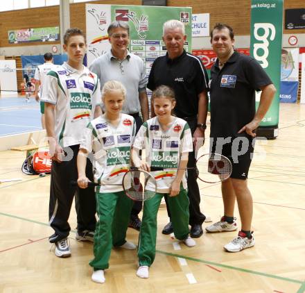 Badminton Bundesliga. ASKOE Kelag Kaernten gegen Dornbirn. Dominik Trojan, Peter Kaiser, Reinhard Tellian, Peter Kreulitsch, Laura Hasenbichler (Kaernten). Klagenfurt, am 12.10.2008.
Foto: Kuess

---
pressefotos, pressefotografie, kuess, qs, qspictures, sport, bild, bilder, bilddatenbank