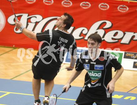 Badminton Bundesliga. ASKOE Kelag Kaernten gegen Dornbirn. Peter Kreulitsch, Vangelov Metodiev (Kaernten). Klagenfurt, am 12.10.2008.
Foto: Kuess

---
pressefotos, pressefotografie, kuess, qs, qspictures, sport, bild, bilder, bilddatenbank