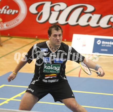 Badminton Bundesliga. ASKOE Kelag Kaernten gegen Dornbirn. Peter Kreulitsch (Kaernten). Klagenfurt, am 12.10.2008.
Foto: Kuess

---
pressefotos, pressefotografie, kuess, qs, qspictures, sport, bild, bilder, bilddatenbank