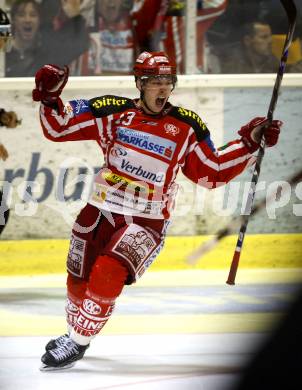 EBEL. Eishockey Bundesliga. EC KAC gegen EC VSV. Torjubel Johannes Kirisits. Klagenfurt, am 19.10.2008.
Foto: Kuess

---
pressefotos, pressefotografie, kuess, qs, qspictures, sport, bild, bilder, bilddatenbank