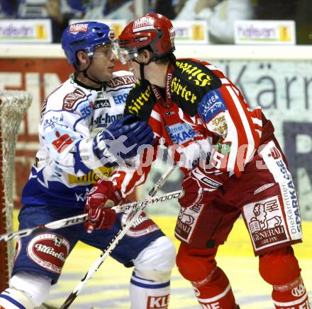 EBEL. Eishockey Bundesliga. EC KAC gegen EC VSV. Paul Schellander,  (KAC), Robby Sandrock (VSV). Klagenfurt, am 19.10.2008.
Foto: Kuess

---
pressefotos, pressefotografie, kuess, qs, qspictures, sport, bild, bilder, bilddatenbank