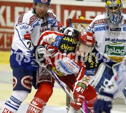 EBEL. Eishockey Bundesliga. EC KAC gegen EC VSV. David Schuller, (KAC), Mickey Elick (VSV). Klagenfurt, am 19.10.2008.
Foto: Kuess

---
pressefotos, pressefotografie, kuess, qs, qspictures, sport, bild, bilder, bilddatenbank