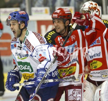 EBEL. Eishockey Bundesliga. EC KAC gegen EC VSV. Jeffrey Tory, (KAC),  Darell Scoville (VSV). Klagenfurt, am 19.10.2008.
Foto: Kuess

---
pressefotos, pressefotografie, kuess, qs, qspictures, sport, bild, bilder, bilddatenbank