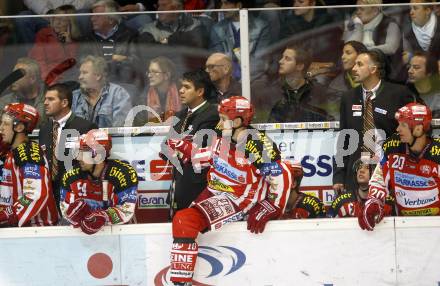 EBEL. Eishockey Bundesliga. EC KAC gegen EC VSV. Mario Schaden, Trainer Many Viveiros, Gerald Ressmann.  Klagenfurt, am 19.10.2008.
Foto: Kuess

---
pressefotos, pressefotografie, kuess, qs, qspictures, sport, bild, bilder, bilddatenbank