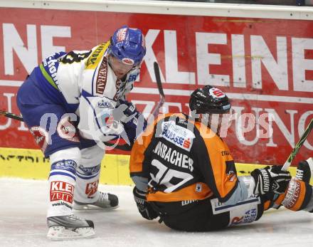 EBEL. Eishockey Bundesliga. VSV gegen Graz. Roland Kaspitz (VSV), Sven Klimbacher (Graz). Klagenfurt, am 21.10.2008.
Foto: Kuess 
---
pressefotos, pressefotografie, kuess, qs, qspictures, sport, bild, bilder, bilddatenbank