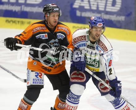 EBEL. Eishockey Bundesliga. VSV gegen Graz. Darell Scoville, (VSV), Nick Kuiper (Graz). Villach, am 21.10.2008.
Foto: Kuess 
Foto: Kuess

---
pressefotos, pressefotografie, kuess, qs, qspictures, sport, bild, bilder, bilddatenbank