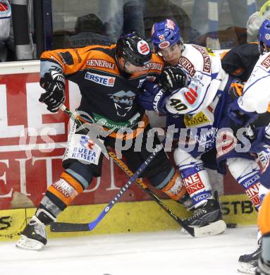EBEL. Eishockey Bundesliga. VSV gegen Graz. Niko Toff, (VSV),  Sven Klimbacher (Graz). Villach, am 21.10.2008.
Foto: Kuess 
Foto: Kuess

---
pressefotos, pressefotografie, kuess, qs, qspictures, sport, bild, bilder, bilddatenbank