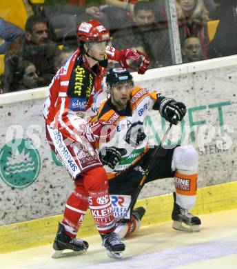 EBEL. Eishockey Bundesliga. KAC gegen  EC GRAZ 99ers. SCHELLANDER Paul (KAC), STUART Michael (Graz). Klagenfurt, am 24.10.2008.
Foto: Kuess 

---
pressefotos, pressefotografie, kuess, qs, qspictures, sport, bild, bilder, bilddatenbank