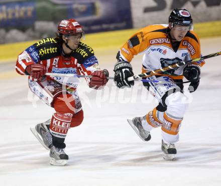 EBEL. Eishockey Bundesliga. KAC gegen  EC GRAZ 99ers.  Christoph Harand (KAC). Jamie Mattie (Graz). Klagenfurt, am 24.10.2008.
Foto: Kuess 

---
pressefotos, pressefotografie, kuess, qs, qspictures, sport, bild, bilder, bilddatenbank