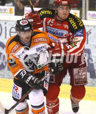 EBEL. Eishockey Bundesliga. KAC gegen  EC GRAZ 99ers. David Schuller,(KAC),  Ivo Jan  (Graz). Klagenfurt, am 24.10.2008.
Foto: Kuess 

---
pressefotos, pressefotografie, kuess, qs, qspictures, sport, bild, bilder, bilddatenbank