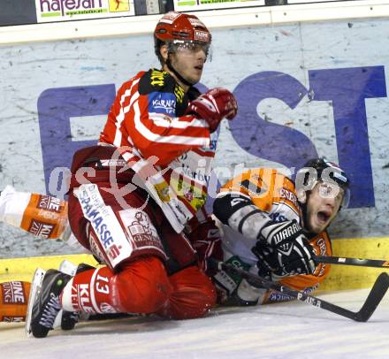 EBEL. Eishockey Bundesliga. KAC gegen  EC GRAZ 99ers. Johannes Kirisits,  (KAC), Mark Brunnegger (Graz). Klagenfurt, am 24.10.2008.
Foto: Kuess 

---
pressefotos, pressefotografie, kuess, qs, qspictures, sport, bild, bilder, bilddatenbank