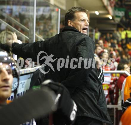 EBEL. Eishockey Bundesliga. KAC gegen  EC GRAZ 99ers. Trainer Bill Gilligan (Graz). Klagenfurt, am 24.10.2008.
Foto: Kuess 

---
pressefotos, pressefotografie, kuess, qs, qspictures, sport, bild, bilder, bilddatenbank