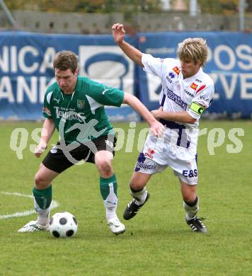 Fussball Regionalliga. SAK gegen SC Sparkasse Elin Weiz. Christian Kraiger (SAK),  Patrick Riegler (Weiz). Klagenfurt, 25.10.2008
Foto: Kuess
---
pressefotos, pressefotografie, kuess, qs, qspictures, sport, bild, bilder, bilddatenbank