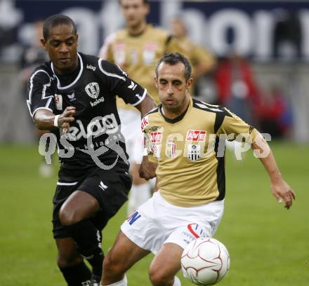 Fussball. Tipp3-Bundesliga. SK Austria Kelag Kaernten gegen LASK. Da Silva Alexandre  (Kaernten), Weissenberger Markus  (LASK). Klagenfurt, 26.10.2008
Copyright Kuess

---
pressefotos, pressefotografie, kuess, qs, qspictures, sport, bild, bilder, bilddatenbank