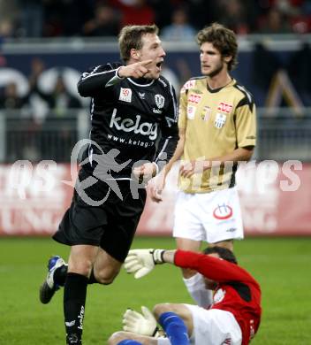 Fussball. Tipp3-Bundesliga. SK Austria Kelag Kaernten gegen LASK. Torjubel Maier Santos Thiago Schumacher (Kaernten). Klagenfurt, 26.10.2008
Copyright Kuess

---
pressefotos, pressefotografie, kuess, qs, qspictures, sport, bild, bilder, bilddatenbank