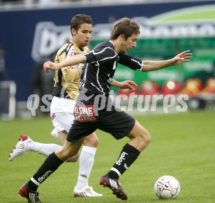 Fussball. Tipp3-Bundesliga. SK Austria Kelag Kaernten gegen LASK. Bubenik Wolfgang  (Kaernten), Saurer Christoph  (LASK). Klagenfurt, 26.10.2008
Copyright Kuess

---
pressefotos, pressefotografie, kuess, qs, qspictures, sport, bild, bilder, bilddatenbank