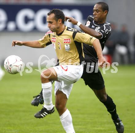 Fussball. Tipp3-Bundesliga. SK Austria Kelag Kaernten gegen LASK. Da Silva Alexandre  (Kaernten), Weissenberger Markus  (LASK). Klagenfurt, 26.10.2008
Copyright Kuess

---
pressefotos, pressefotografie, kuess, qs, qspictures, sport, bild, bilder, bilddatenbank