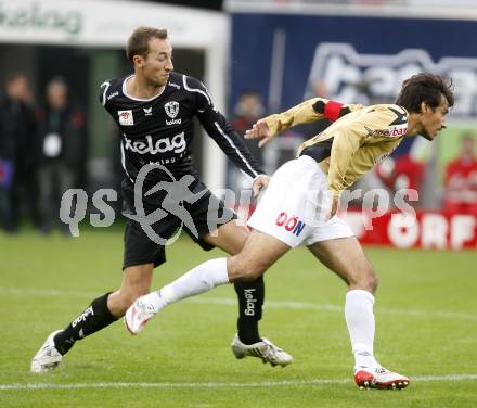 Fussball. Tipp3-Bundesliga. SK Austria Kelag Kaernten gegen LASK. Ortlechner Manuel  (Kaernten), Vastic Ivica  (LASK). Klagenfurt, 26.10.2008
Copyright Kuess

---
pressefotos, pressefotografie, kuess, qs, qspictures, sport, bild, bilder, bilddatenbank