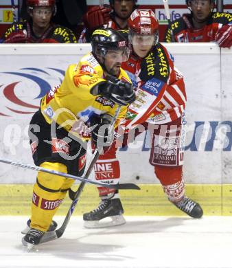 EBEL. Eishockey Bundesliga. KAC gegen Vienna Capitals. Manuel Geier,  (KAC), Trevor Gallant (Vienna). Klagenfurt, am 28.10.2008.
Foto: Kuess 

---
pressefotos, pressefotografie, kuess, qs, qspictures, sport, bild, bilder, bilddatenbank