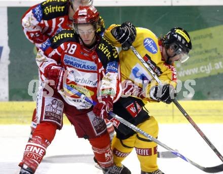 EBEL. Eishockey Bundesliga. KAC gegen Vienna Capitals. Silvio Jakobitsch, (KAC), Trevor Gallant (Vienna). Klagenfurt, am 28.10.2008.
Foto: Kuess 

---
pressefotos, pressefotografie, kuess, qs, qspictures, sport, bild, bilder, bilddatenbank