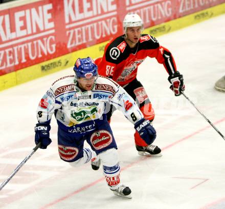 EBEL. Eishockey Bundesliga. VSV gegen HK Acroni Jesenice. KASPITZ Roland (VSV), KOVACEVIC Sabahudin (Jesenice). Villach, am 28.10.2008.
Foto: Nadja Kuess 

---
pressefotos, pressefotografie, kuess, qs, qspictures, sport, bild, bilder, bilddatenbank