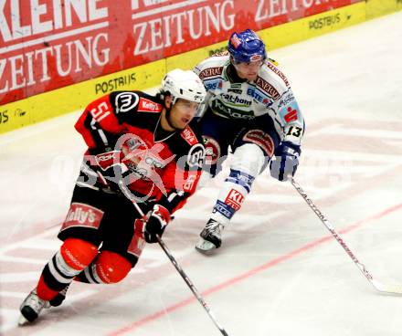 EBEL. Eishockey Bundesliga. VSV gegen HK Acroni Jesenice. PETRIK Benjamin (VSV), ROBAR Mitja (Jesenice). Villach, am 28.10.2008.
Foto: Nadja Kuess 

---
pressefotos, pressefotografie, kuess, qs, qspictures, sport, bild, bilder, bilddatenbank