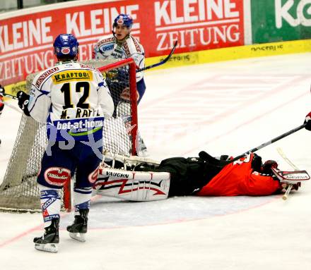 EBEL. Eishockey Bundesliga. VSV gegen HK Acroni Jesenice. RAFFL Michael (VSV), GLAVIC Gaber (Jesenice). Villach, am 28.10.2008.
Foto: Nadja Kuess 

---
pressefotos, pressefotografie, kuess, qs, qspictures, sport, bild, bilder, bilddatenbank