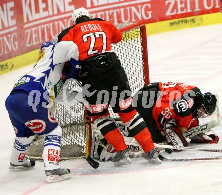 EBEL. Eishockey Bundesliga. VSV gegen HK Acroni Jesenice. KASPITZ Roland (VSV), REBOLJ Miha, GLAVIC Gaber (Jesenice). Villach, am 28.10.2008.
Foto: Nadja Kuess 


---
pressefotos, pressefotografie, kuess, qs, qspictures, sport, bild, bilder, bilddatenbank