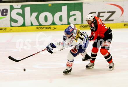 EBEL. Eishockey Bundesliga. VSV gegen HK Acroni Jesenice. MAPLETOFT Justin (VSV), DERVARIC Damjan (Jesenice). Villach, am 28.10.2008.
Foto: Nadja Kuess 

---
pressefotos, pressefotografie, kuess, qs, qspictures, sport, bild, bilder, bilddatenbank