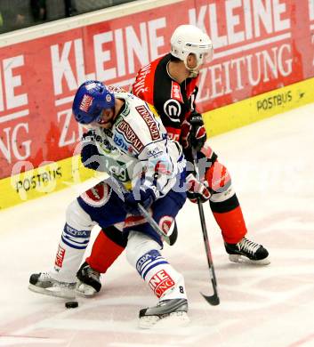 EBEL. Eishockey Bundesliga. VSV gegen HK Acroni Jesenice. KASPITZ Roland (VSV), KOVACEVIC Sabahudin (Jesenice). Villach, am 28.10.2008.
Foto: Nadja Kuess 

---
pressefotos, pressefotografie, kuess, qs, qspictures, sport, bild, bilder, bilddatenbank