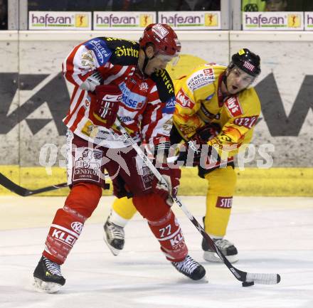 EBEL. Eishockey Bundesliga. KAC gegen Vienna Capitals. Sean Brown, (KAC), Patrick Lebeau  (Vienna). Klagenfurt, am 28.10.2008.
Foto: Kuess 

---
pressefotos, pressefotografie, kuess, qs, qspictures, sport, bild, bilder, bilddatenbank