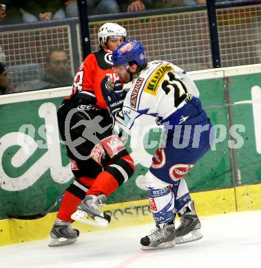 EBEL. Eishockey Bundesliga. VSV gegen HK Acroni Jesenice. PETRIK Nicolas  (VSV), KRANJC Ales  (Jesenice). Villach, am 28.10.2008.
Foto: Kuess 
Foto: Kuess

---
pressefotos, pressefotografie, kuess, qs, qspictures, sport, bild, bilder, bilddatenbank