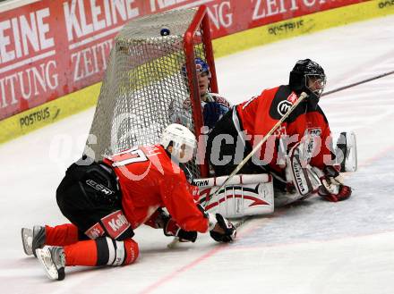 EBEL. Eishockey Bundesliga. VSV gegen HK Acroni Jesenice. FERLAND Jonathan (VSV), REBOLJ Miha, GLAVIC  Gaber (Jesenice). Villach, am 28.10.2008.
Foto: Kuess

---
pressefotos, pressefotografie, kuess, qs, qspictures, sport, bild, bilder, bilddatenbank