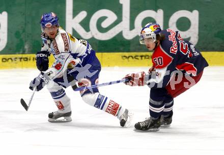 EBEL. Eishockey Bundesliga. EC VSV gegen Red Bull Salzburg. Roland Kaspitz,  (VSV), Mario Fischer (Salzburg). Villach, am 30.10.2008.
Foto: Kuess

---
pressefotos, pressefotografie, kuess, qs, qspictures, sport, bild, bilder, bilddatenbank