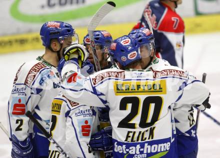 EBEL. Eishockey Bundesliga. EC VSV gegen Red Bull Salzburg. Torjubel (VSV). Villach, am 30.10.2008.
Foto: Kuess

---
pressefotos, pressefotografie, kuess, qs, qspictures, sport, bild, bilder, bilddatenbank