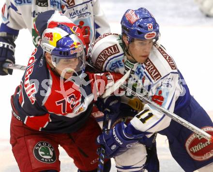 EBEL. Eishockey Bundesliga. EC VSV gegen Red Bull Salzburg. Niko Toff, (VSV), John Hughes (Salzburg). Villach, am 30.10.2008.
Foto: Kuess

---
pressefotos, pressefotografie, kuess, qs, qspictures, sport, bild, bilder, bilddatenbank