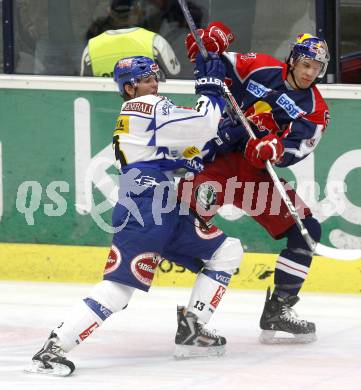 EBEL. Eishockey Bundesliga. EC VSV gegen Red Bull Salzburg. Benjamin Petrik, (VSV), Daniel Koger (Salzburg). Villach, am 30.10.2008.
Foto: Kuess

---
pressefotos, pressefotografie, kuess, qs, qspictures, sport, bild, bilder, bilddatenbank