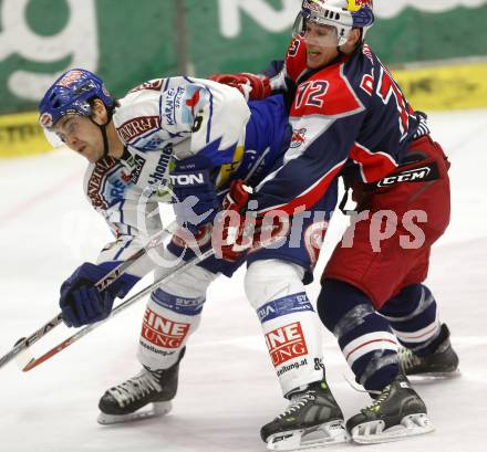 EBEL. Eishockey Bundesliga. EC VSV gegen Red Bull Salzburg.  Jonathan Ferland, (VSV), John Hughes  (Salzburg). Villach, am 30.10.2008.
Foto: Kuess

---
pressefotos, pressefotografie, kuess, qs, qspictures, sport, bild, bilder, bilddatenbank