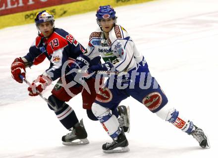 EBEL. Eishockey Bundesliga. EC VSV gegen Red Bull Salzburg. Andreas Kristler, (VSV),  Mario Scalzo  (Salzburg). Villach, am 30.10.2008.
Foto: Kuess

---
pressefotos, pressefotografie, kuess, qs, qspictures, sport, bild, bilder, bilddatenbank