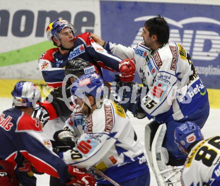 EBEL. Eishockey Bundesliga. EC VSV gegen Red Bull Salzburg. Schlaegerei, Rauferei, Gert Prohaska, (VSV),  Ryan T. Mc Donough (Salzburg). Villach, am 30.10.2008.
Foto: Kuess

---
pressefotos, pressefotografie, kuess, qs, qspictures, sport, bild, bilder, bilddatenbank