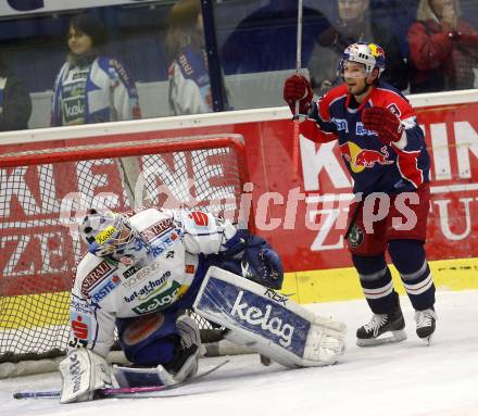 EBEL. Eishockey Bundesliga. EC VSV gegen Red Bull Salzburg. Gert Prohaska, (VSV),  Torjubel Thomas Koch (Salzburg). Villach, am 30.10.2008.
Foto: Kuess

---
pressefotos, pressefotografie, kuess, qs, qspictures, sport, bild, bilder, bilddatenbank