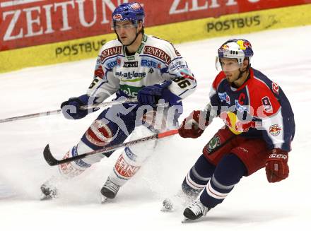 EBEL. Eishockey Bundesliga. EC VSV gegen Red Bull Salzburg. Jonathan Ferland, (VSV), Thomas Koch (Salzburg). Villach, am 30.10.2008.
Foto: Kuess

---
pressefotos, pressefotografie, kuess, qs, qspictures, sport, bild, bilder, bilddatenbank