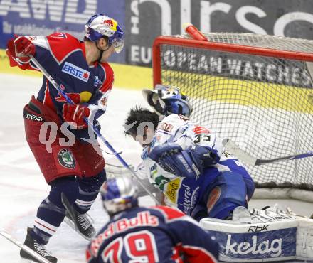 EBEL. Eishockey Bundesliga. EC VSV gegen Red Bull Salzburg. Gert Prohaska,  (VSV),Adrian Foster (Salzburg). Villach, am 30.10.2008.
Foto: Kuess

---
pressefotos, pressefotografie, kuess, qs, qspictures, sport, bild, bilder, bilddatenbank