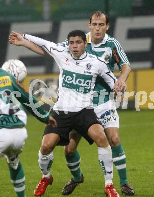 Fussball. Tipp3-Bundesliga. SK Austria Kelag Kaernten  gegen Rapid Wien. Adi Rocha Sobrinho Filho (Austria Kaernten), Juergen Patocka (Rapid). Klagenfurt, 4.11.2008. 
Copyright Kuess

---
pressefotos, pressefotografie, kuess, qs, qspictures, sport, bild, bilder, bilddatenbank